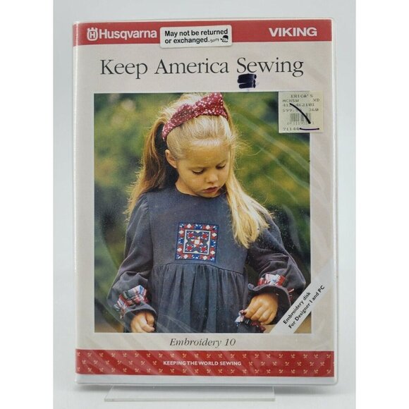 Keep America Sewing Embroidery Disk #10 For Husqvarna Viking Designer 1 - Picture 1 of 5